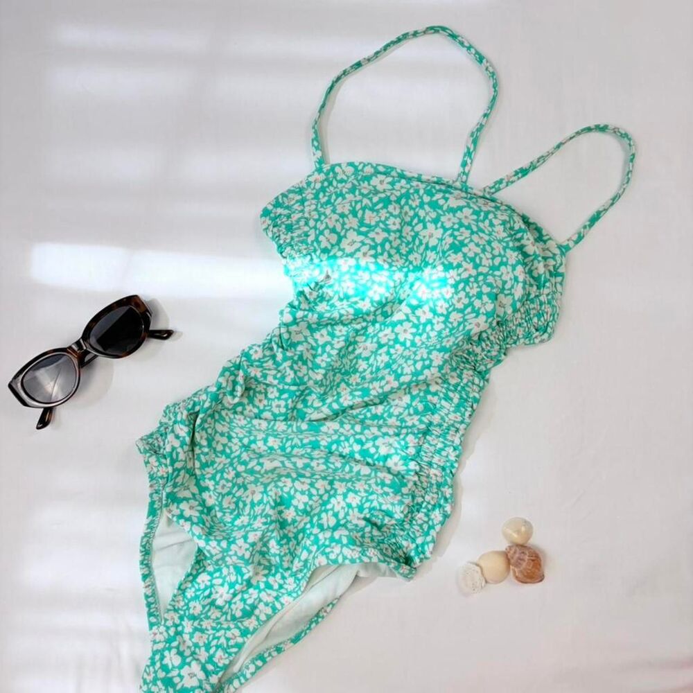 kona sol | size s | green floral one piece swimsuit